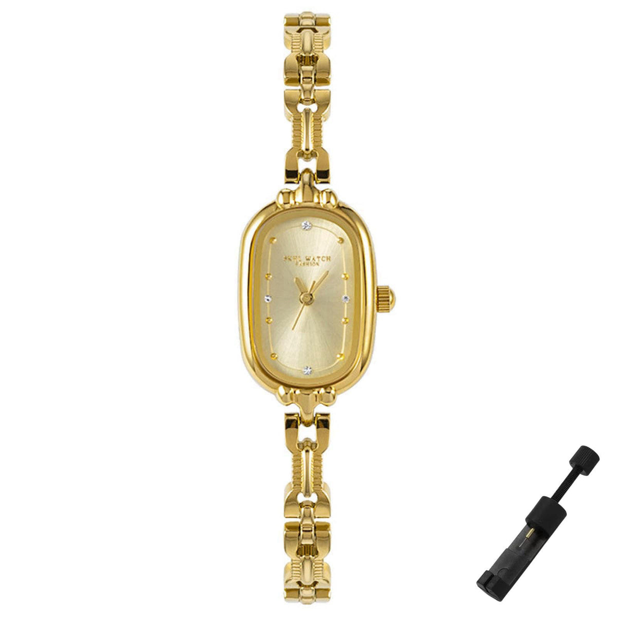 Dacdyi Vintage Petite Bracelet Gold Watch for Women Waterproof Quartz Wristwatch Oval Dial Dainty Dress Watches for Smal