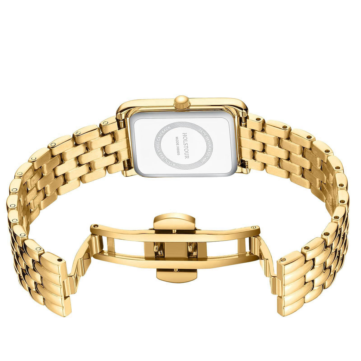 HOLSTOUR Gold Watches for Women Vintage Roman Dial Stainless Steel Bracelet – packaging and label