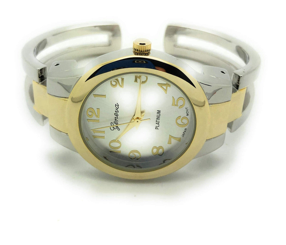 all4udeals Ladies Round Elegant Simple Casual Metal Bangle Cuff Fashion Watch Easy Reader Dial – back view and specifica