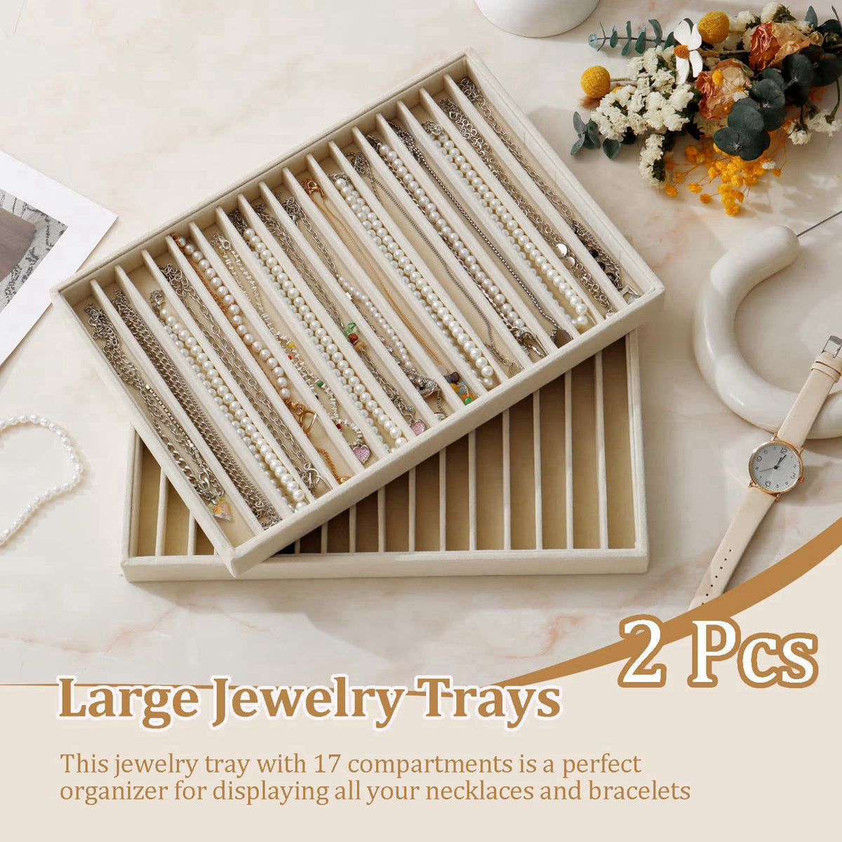 KATISYIO Large Velvet Jewelry Tray Display Drawer Inserts 2 Pack – packaging and label