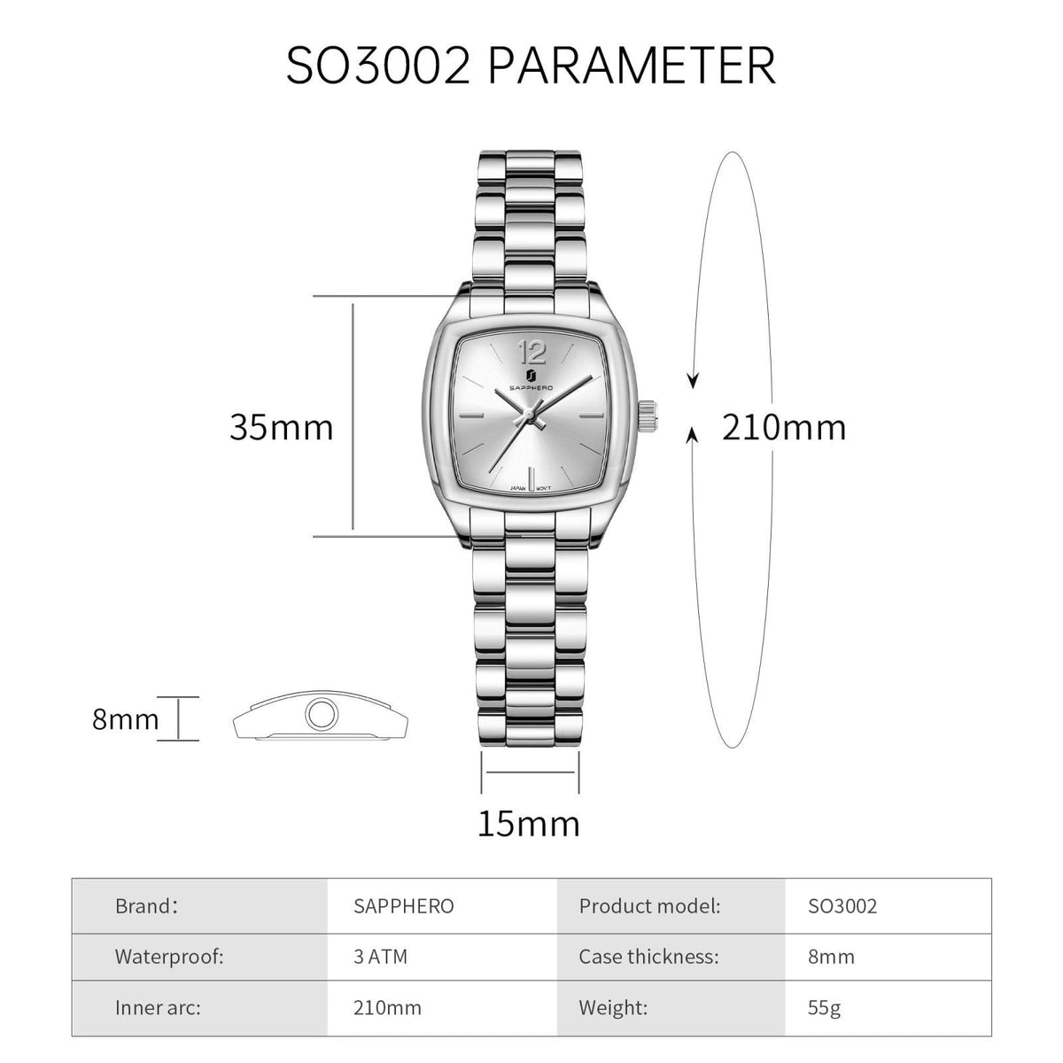 SAPPHERO Watches for Women Luxury Ladies Watches Women's Bracelet Watch Small Stainless Steel Analog 3ATM Waterproof Wri