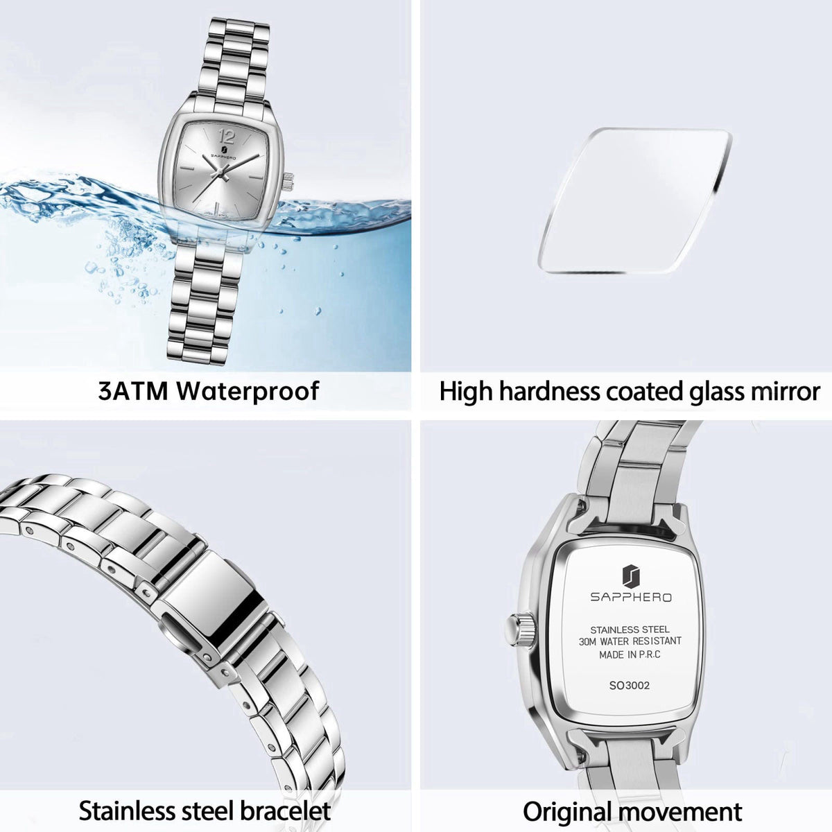 SAPPHERO Watches for Women Luxury Ladies Watches Women's Bracelet Watch Small Stainless Steel Analog 3ATM Waterproof Wri