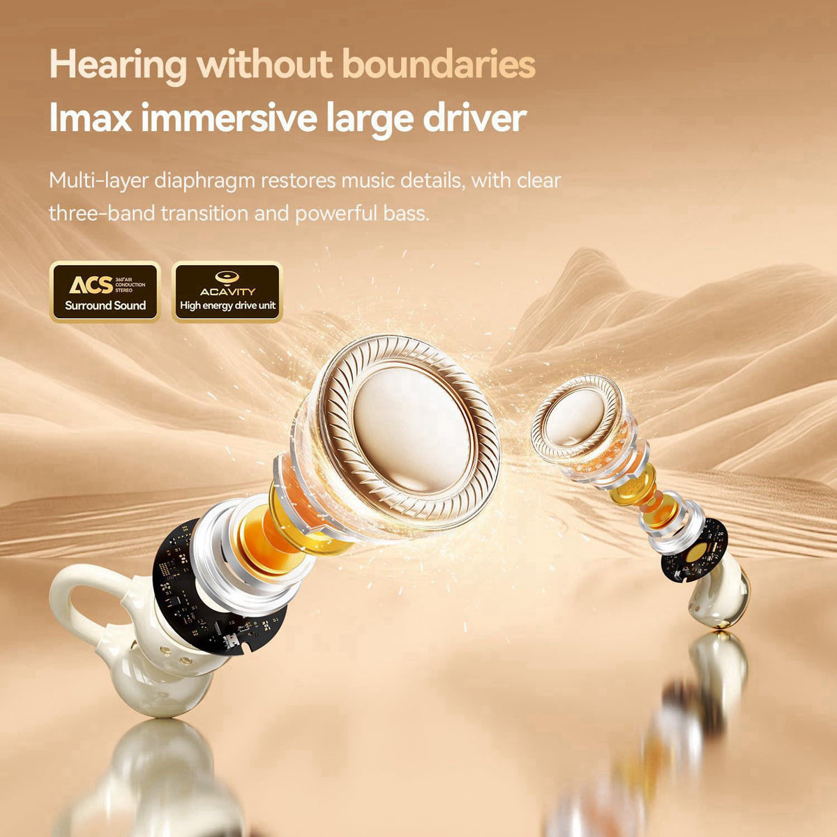miyonsin Jewelry-Inspired Clip-On Earbuds with Detachable Sparkle Butterfly Earrings – back view and specifications