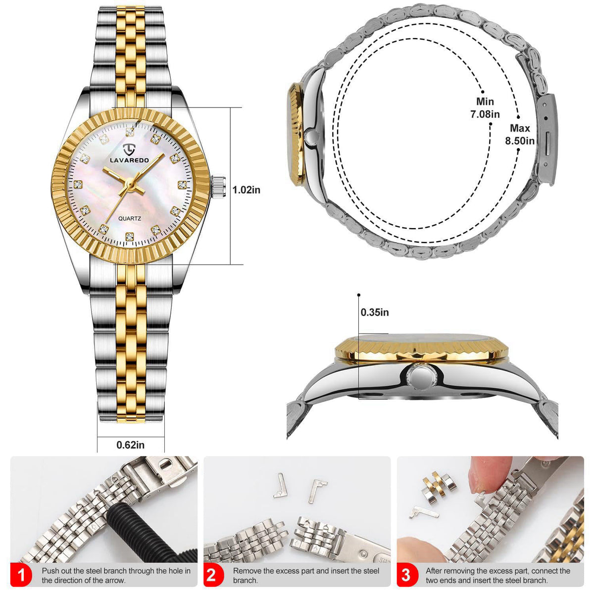 Timever Gold Womens Watch Set, Gold Plated Bangle Bracelet – full view