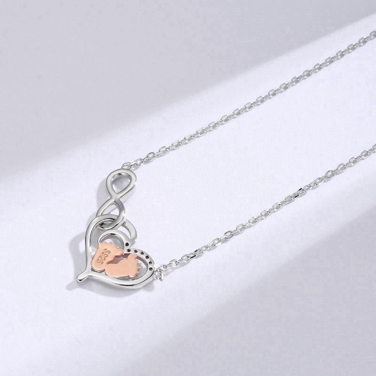 sagrence 925 Sterling Silver Infinity Heart Little Feet Necklace for Mom, Mama To Be Necklace, New Mom Gift, Expecting M