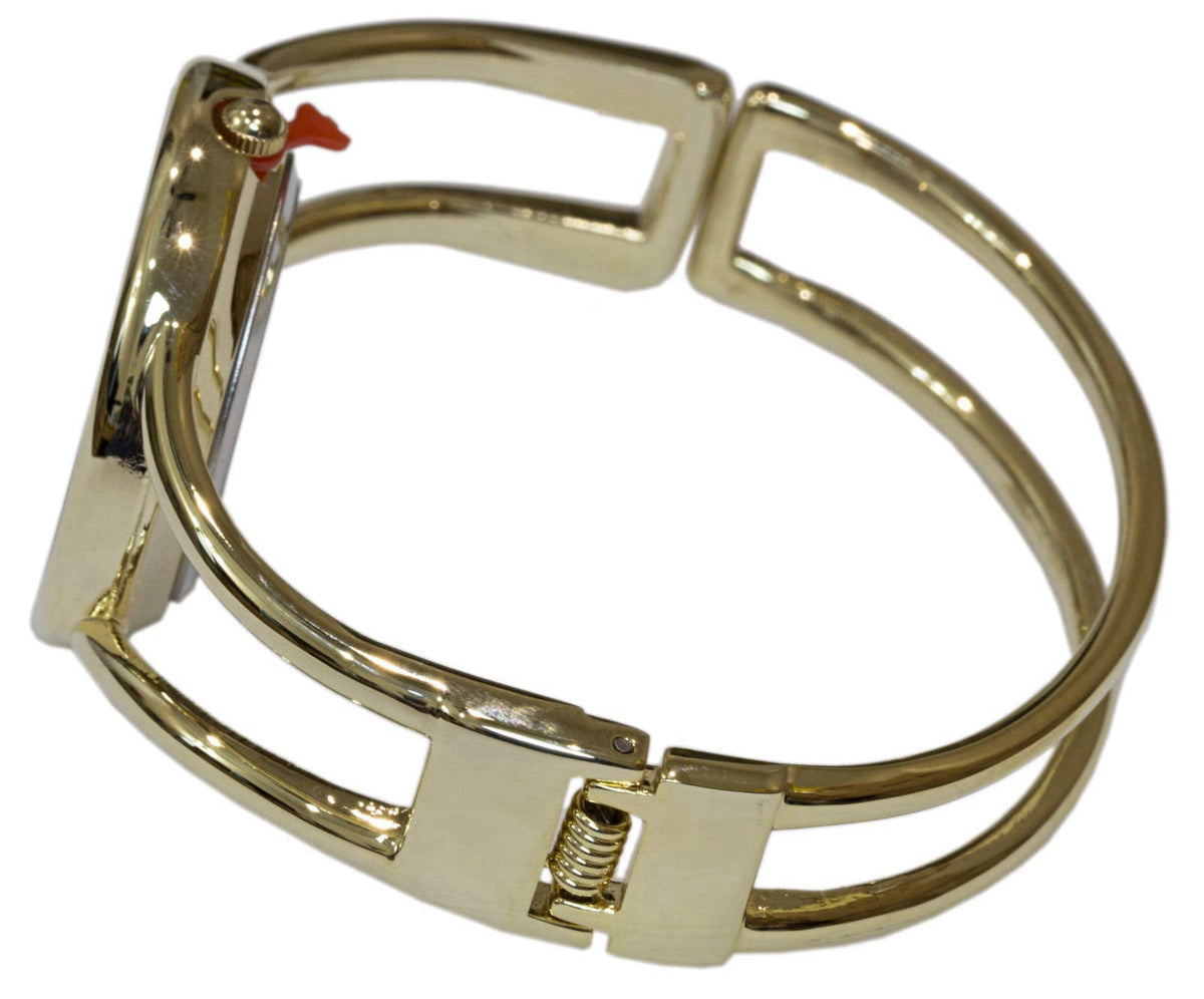 Blekon Collections Japanese Quartz Round Face Dial Metal Double Band Fashion Women's Bangle Cuff Watch 5215 – full view