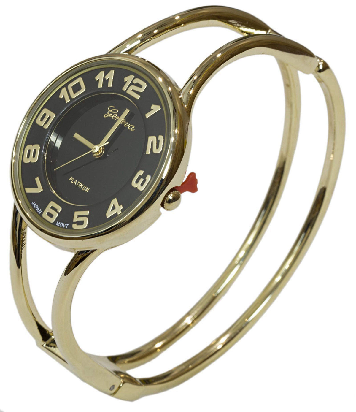 Blekon Collections Japanese Quartz Round Face Dial Metal Double Band Fashion Women's Bangle Cuff Watch 5215 – back view 
