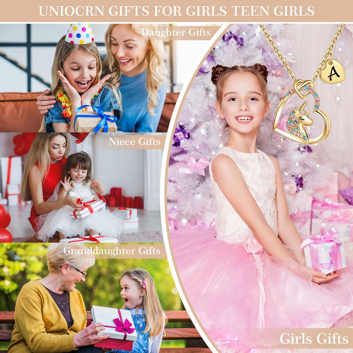 Hidepoo Unicorn Necklaces for Girls Kids - Birthday Gifts for Girls Kids – packaging and label