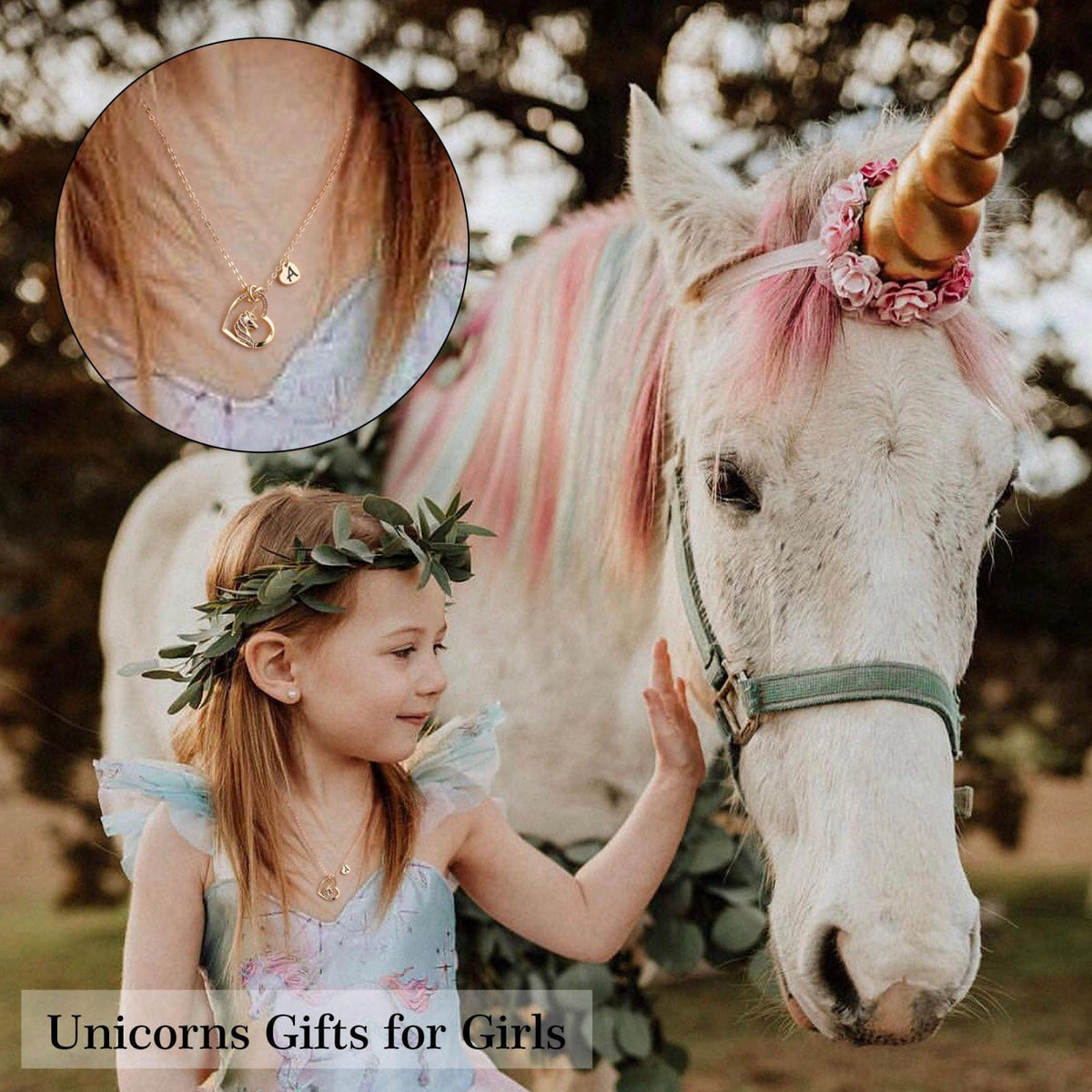 Hidepoo Unicorn Necklaces for Girls Kids - Birthday Gifts for Girls Kids – full view
