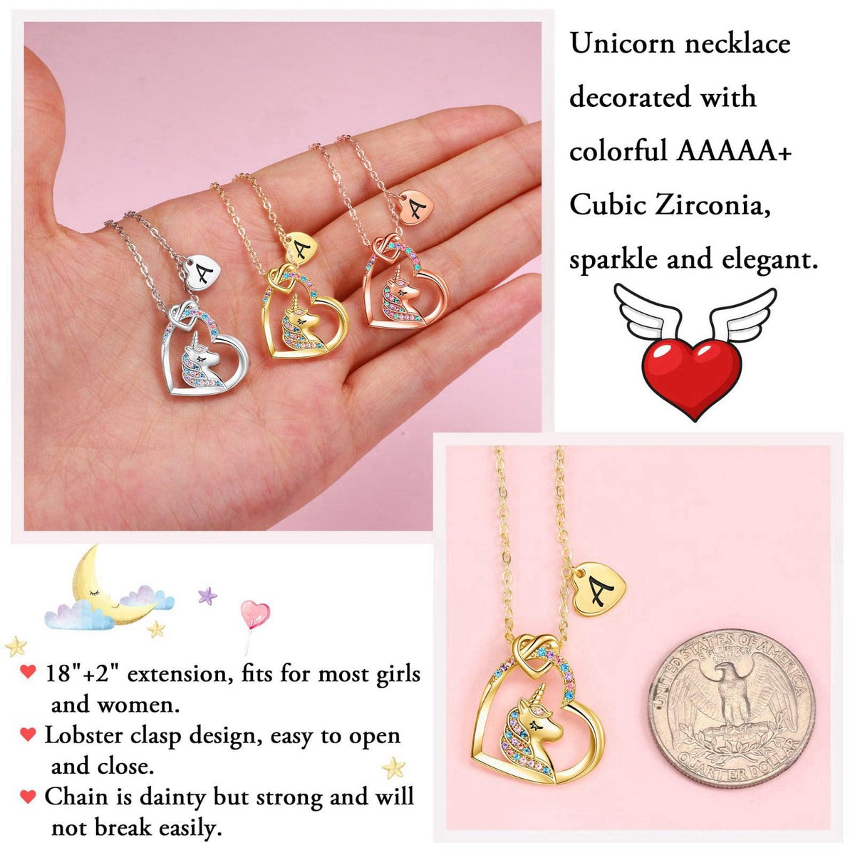 Hidepoo Unicorn Necklaces for Girls Kids - Birthday Gifts for Girls Kids – alternate angle
