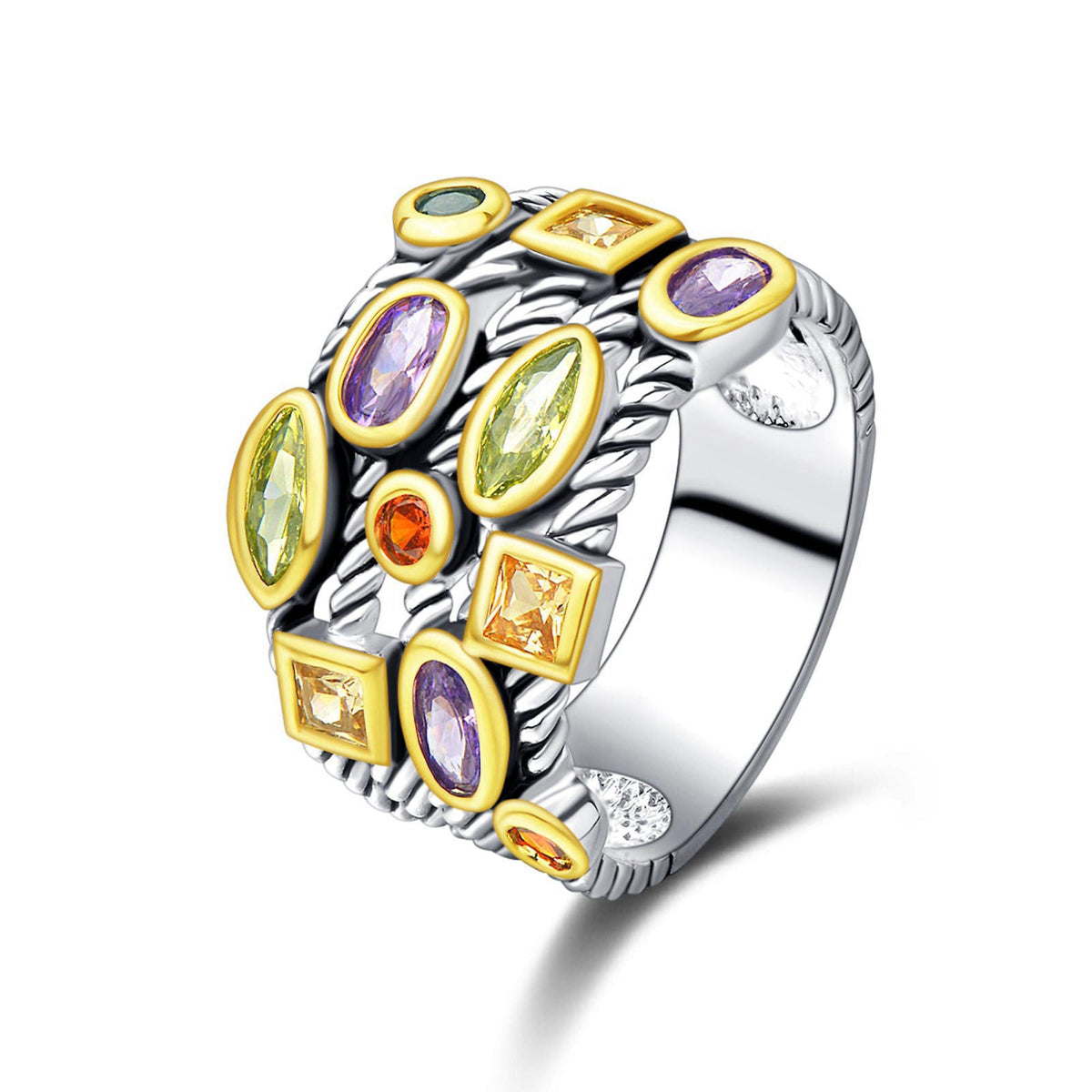 UNY JEWEL Ring Beautiful Multi CZ Twisted Cable Wire Designer Fashion Brand Vintage Love Antique Womens Jewelry – full v