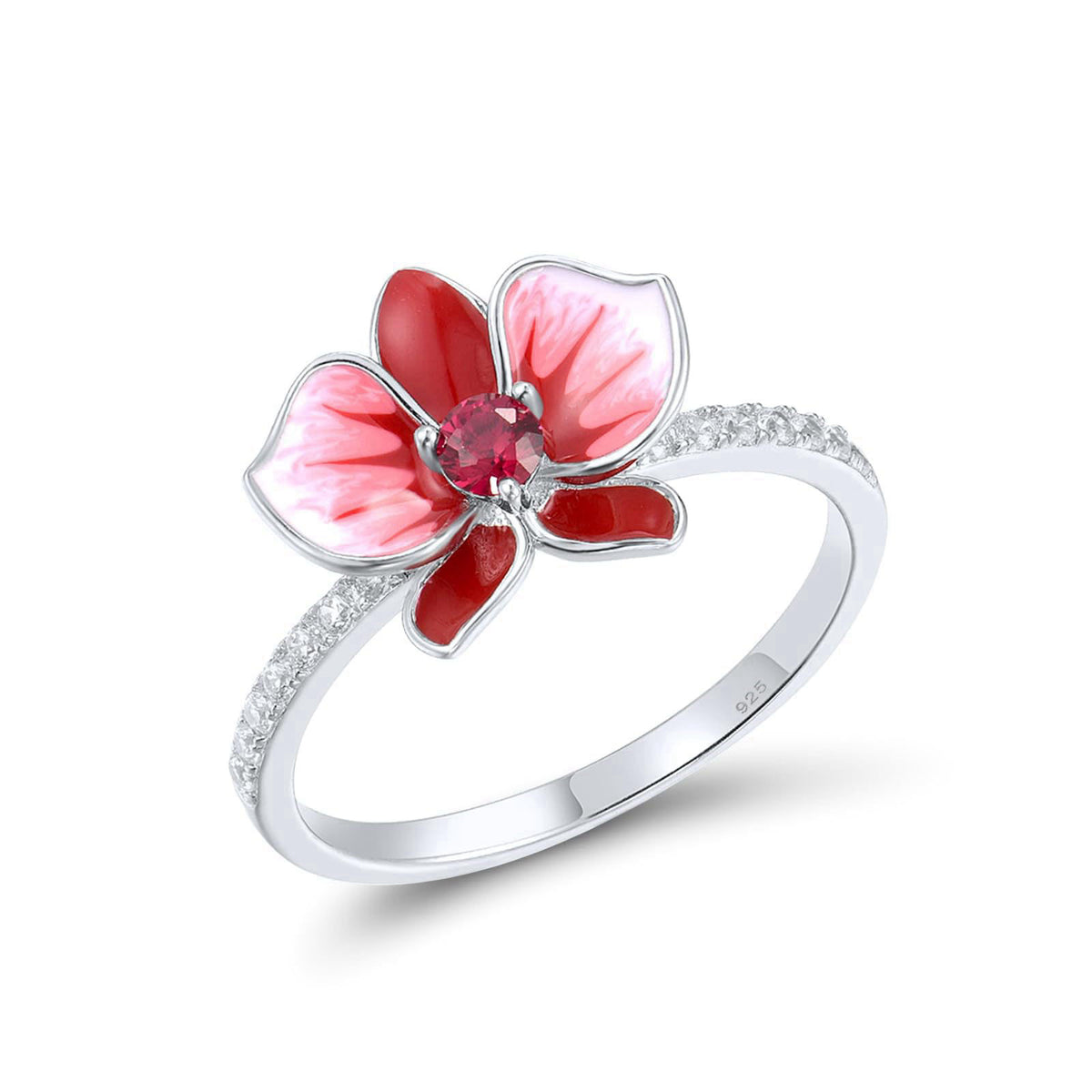 Santuzza 925 Sterling Silver Enamel Single Flowers Ring – product photo (Statement)