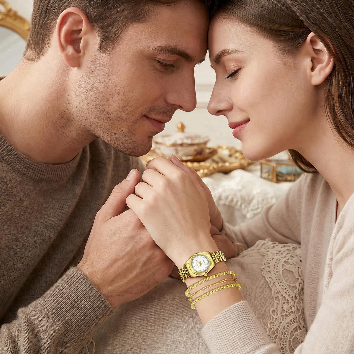 Timever Gold Womens Watch Set, Gold Plated Bangle Bracelet – packaging and label