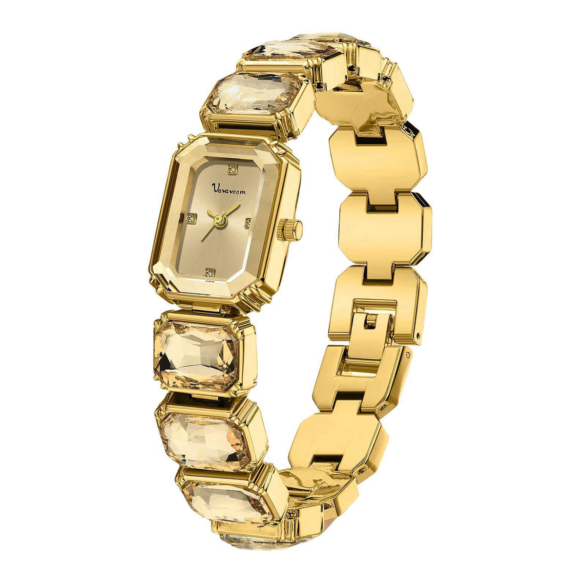 Gosasa Luxury Women’s Crystal Bracelet Watch Elegant Rectangular Minimalist Dial Diamond Bangle Band Waterproof Fashion 