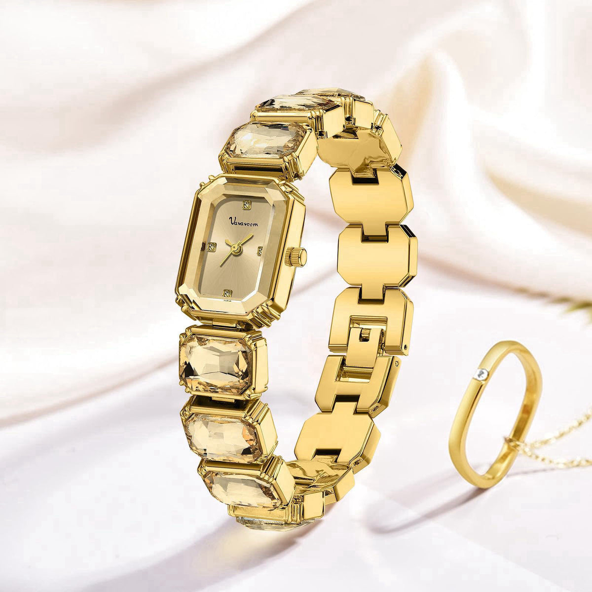 Gosasa Luxury Women’s Crystal Bracelet Watch Elegant Rectangular Minimalist Dial Diamond Bangle Band Waterproof Fashion 