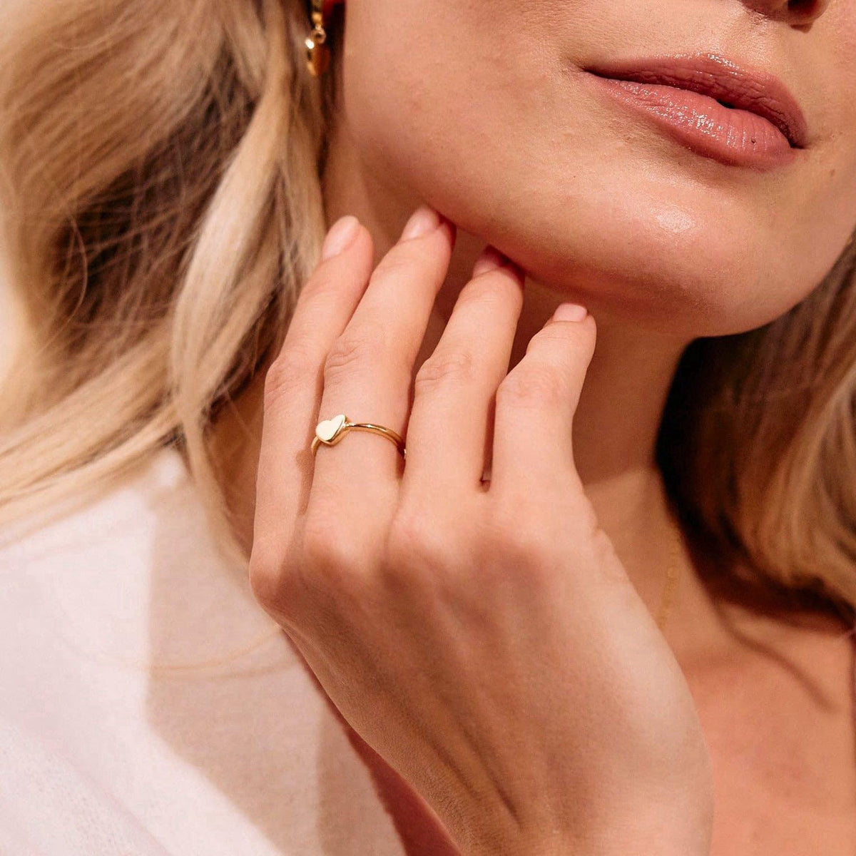Brook & York Ruby Heart Ring - Hypoallergenic 14K Gold-Plated Brass - Heart Jewelry - Valentine's Day - Women's Rings- A