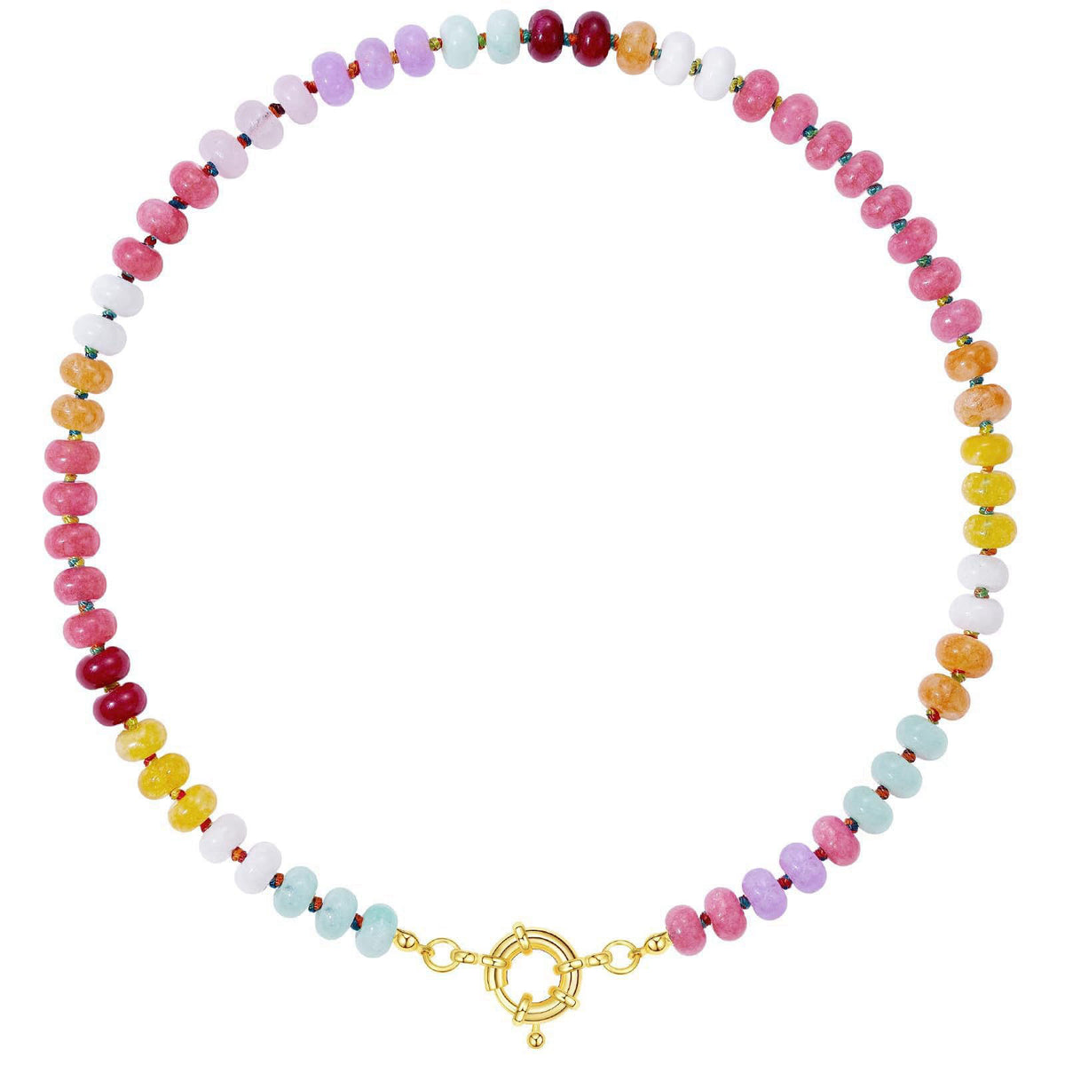 KissYan Beaded Gemstone Necklaces for Women – I-Pink & Orange