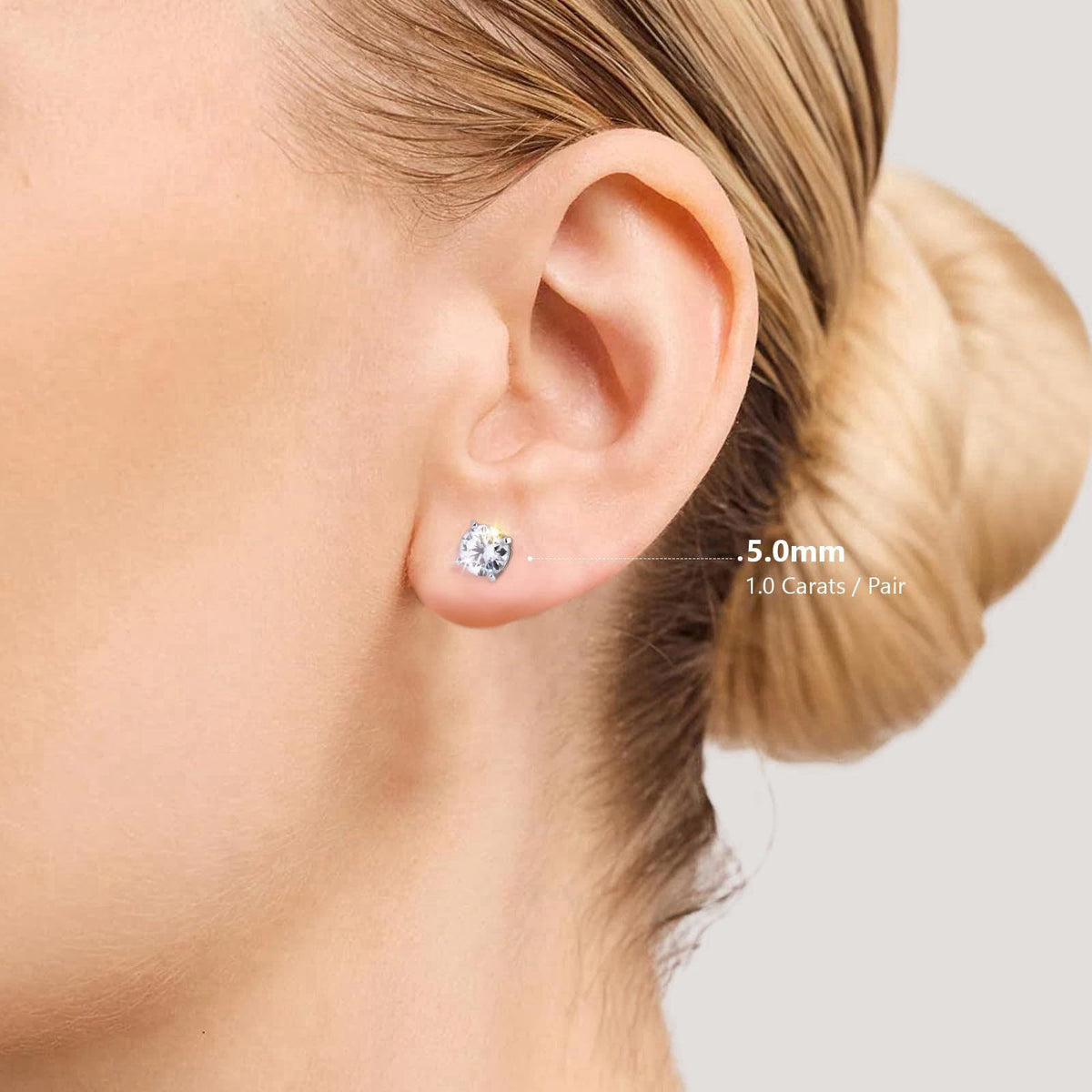 KRKC&CO KEEP REAL KEEP CHAMPION KRKC&CO Lab Grown Moissanite Stud Earrings for Women, Hypoallergenic – back view and spe