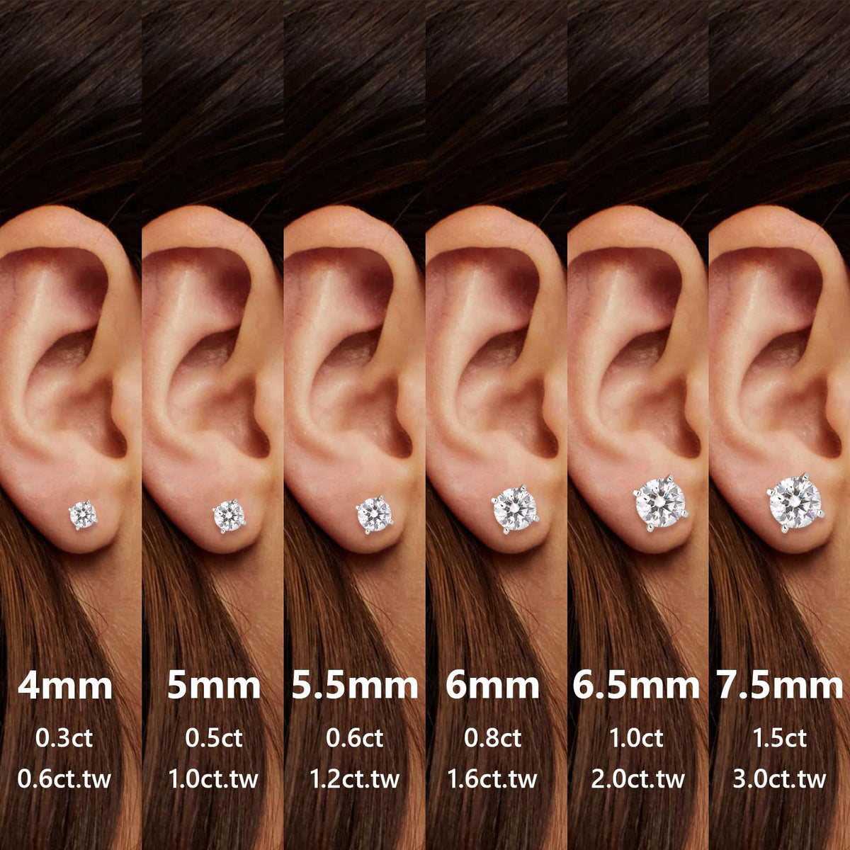 KRKC&CO KEEP REAL KEEP CHAMPION KRKC&CO Lab Grown Moissanite Stud Earrings for Women, Hypoallergenic – alternate angle