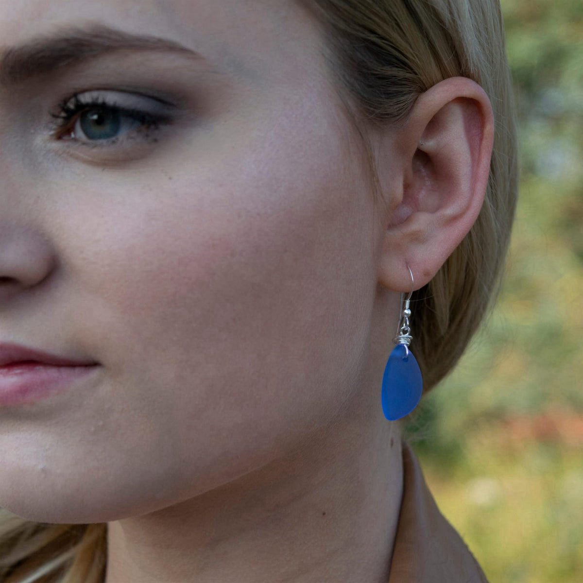 Aimee Tresor Popular Recycled Sea Glass Earrings on Sterling Silver Hooks – packaging and label