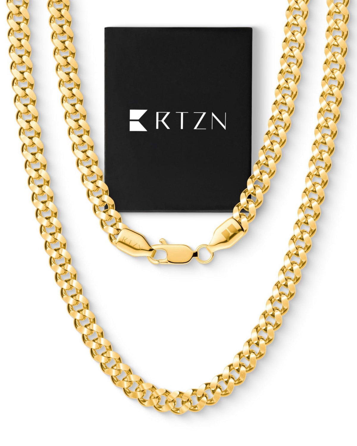 RTZN® Gold Cuban Link Chain for Men – 3.5/5mm/8mm Mens Cuban Chain – Premium Black, Gold & Silver Stainless Steel Neckla