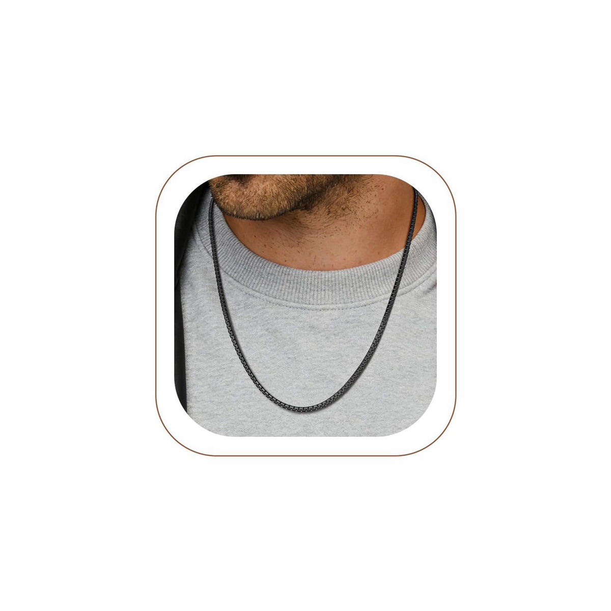 PROSTEEL Stainless Steel Flat Box Link Chain Necklace for Men – product photo (Necklaces)