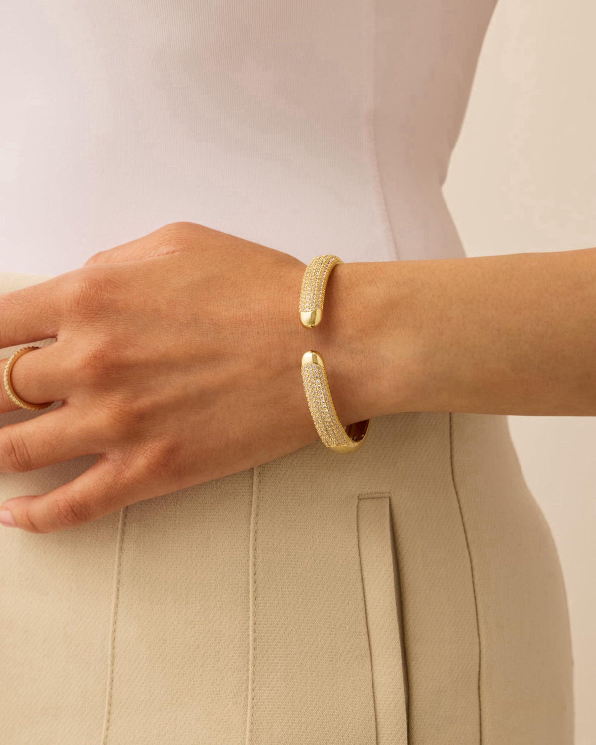 PAVOI 14k Gold Plated Cuff Bracelets | CZ Cuff Gold Bracelets for Women with Premium Pave Setting | Waterproof Hypoaller