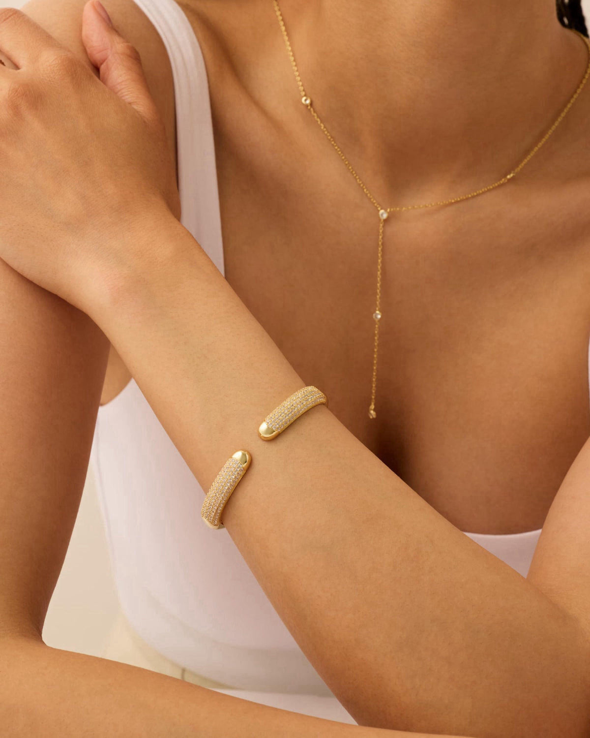 PAVOI 14k Gold Plated Cuff Bracelets | CZ Cuff Gold Bracelets for Women with Premium Pave Setting | Waterproof Hypoaller