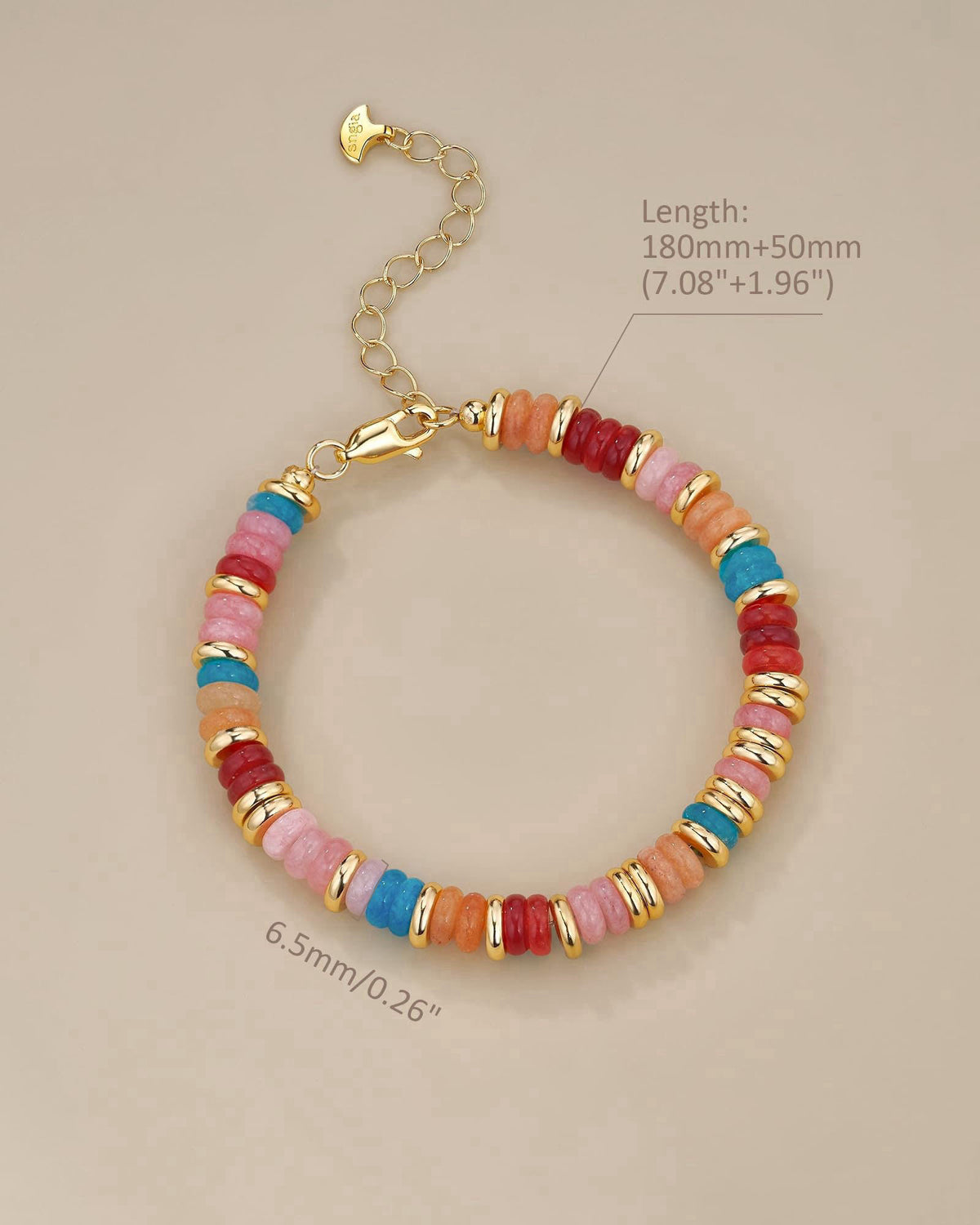 SNGIA Gold Plated Beaded Bracelets for Women, Natural Stone Bracelet Stack – close-up detail
