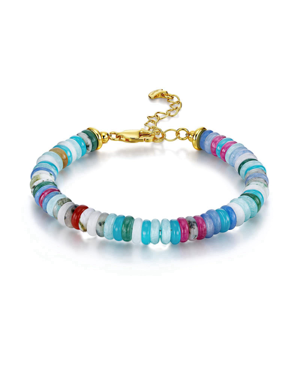 SNGIA Gold Plated Beaded Bracelets for Women, Natural Stone Bracelet Stack – back view and specifications