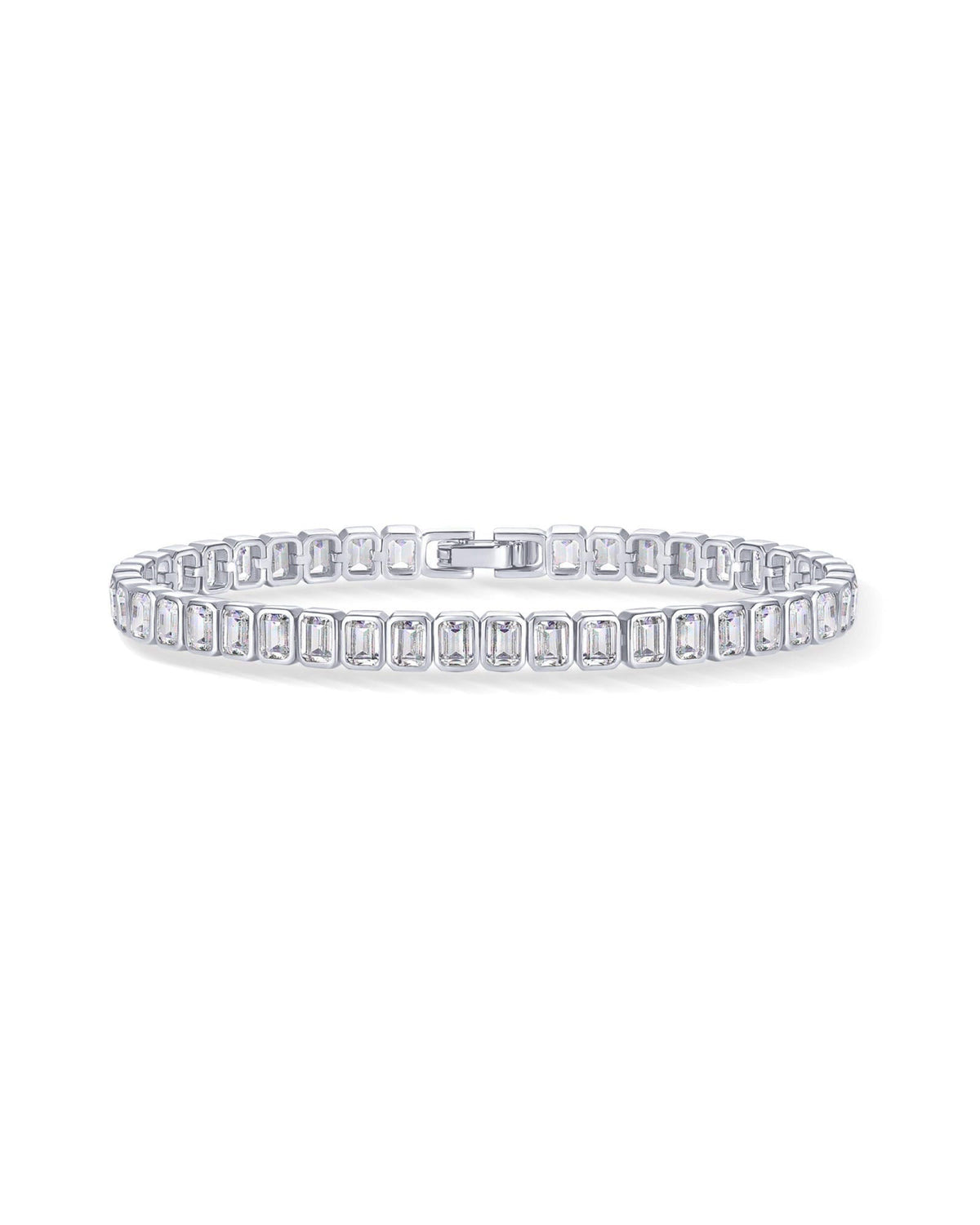 PAVOI 14K Gold Plated Tennis Bracelets for Women, Bezel Set CZ Bracelet – alternate angle