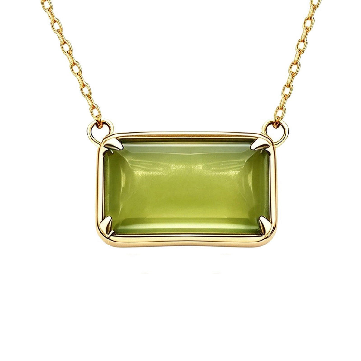 mdaeio Dainty Gold Rectangle Cushion Pendant Necklaces for Women Trendy – Green-Yellow Gold, Brass plated gold, Dainty R