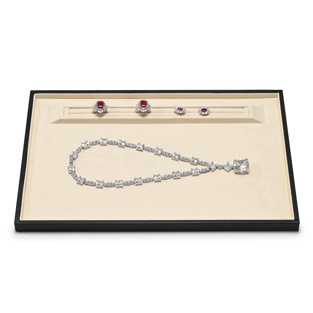Oirlv Custom Recessed Jewelry Display Tray - Large Size (13.78"x9.45"x0.59") Premium Organizer for Necklace,
