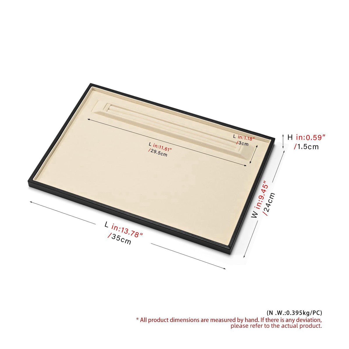 Oirlv Custom Recessed Jewelry Display Tray - Large Size (13.78"x9.45"x0.59") Premium Organizer for Necklace,