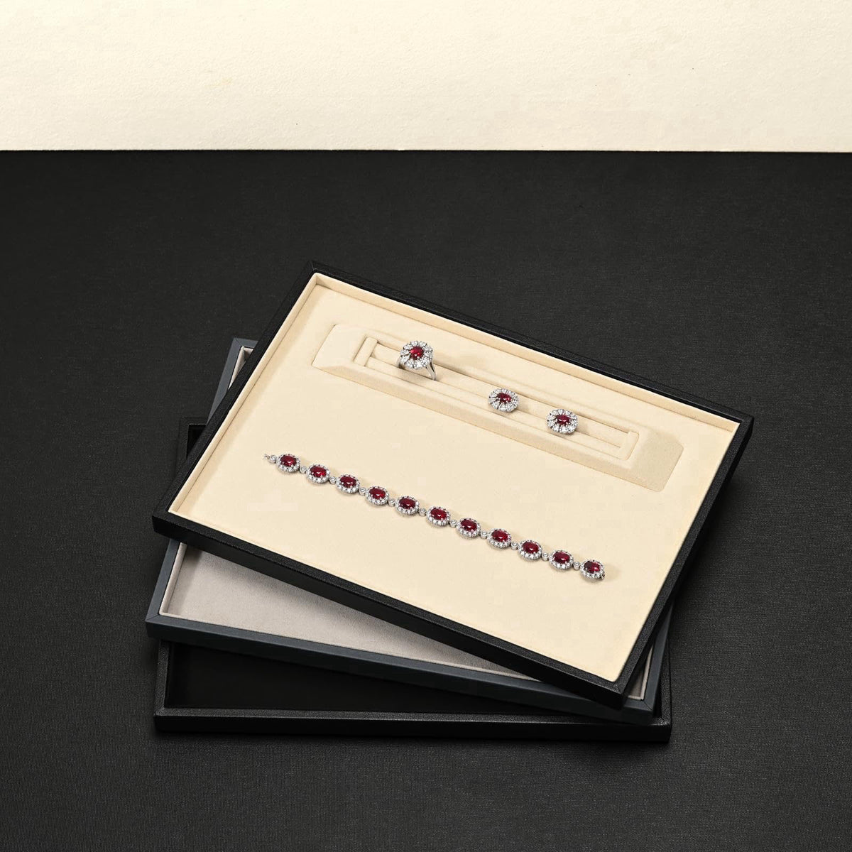 Oirlv Custom Recessed Jewelry Display Tray - Large Size (13.78"x9.45"x0.59") Premium Organizer for Necklace,