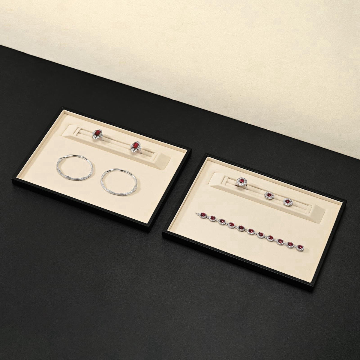 Oirlv Custom Recessed Jewelry Display Tray - Large Size (13.78"x9.45"x0.59") Premium Organizer for Necklace,