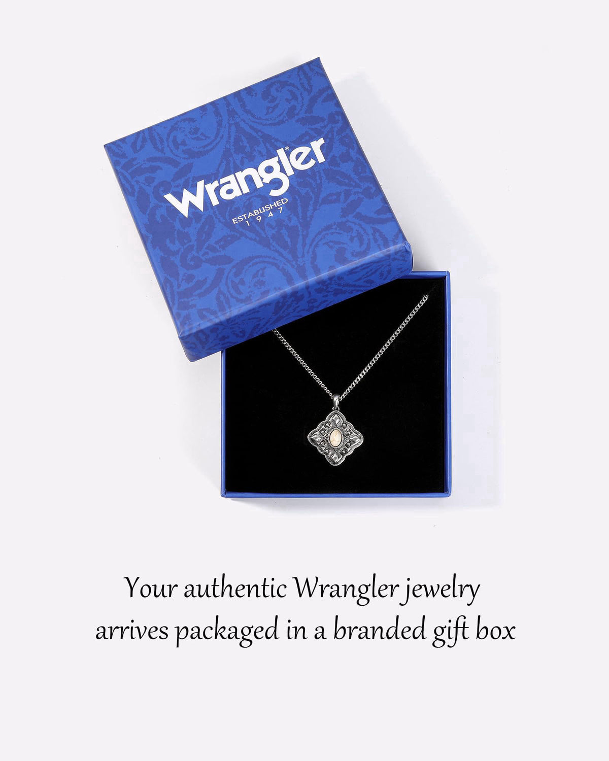Montana West Wrangler Square Turquoise Necklace, Turquoise Jewelry for Women – close-up detail