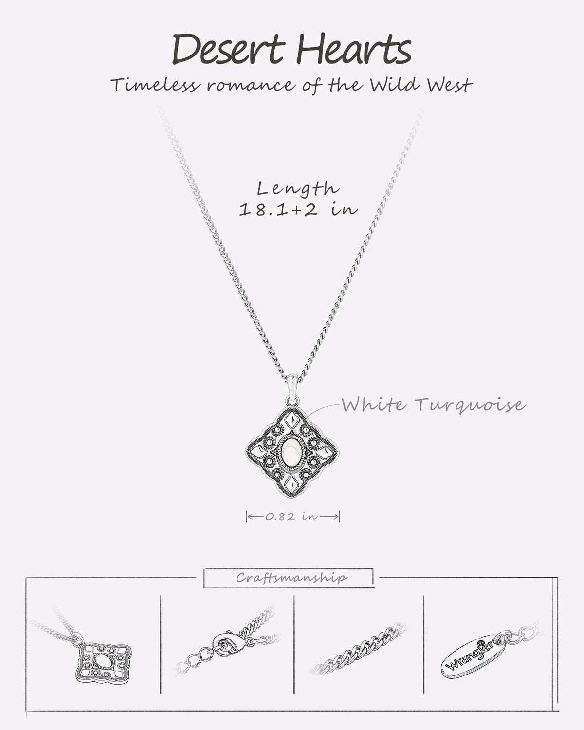 Montana West Wrangler Square Turquoise Necklace, Turquoise Jewelry for Women – alternate angle