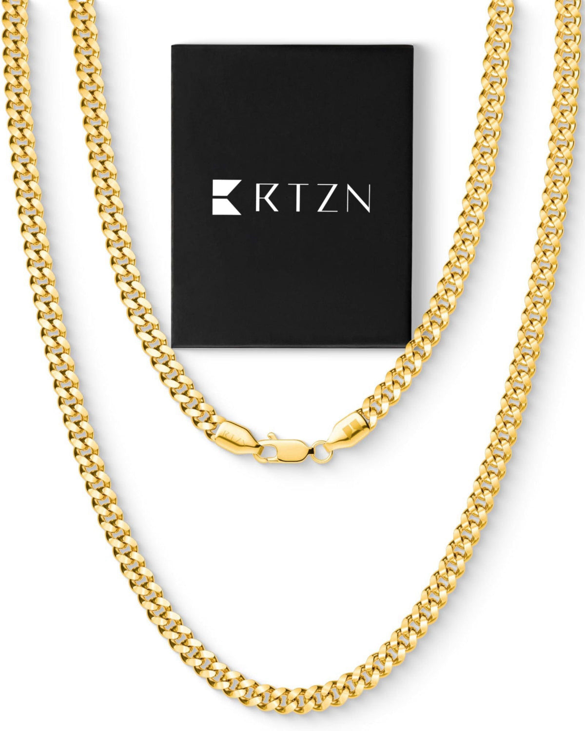 RTZN® Gold Cuban Link Chain for Men – 3.5/5mm/8mm Mens Cuban Chain – Premium Black, Gold & Silver Stainless Steel Neckla
