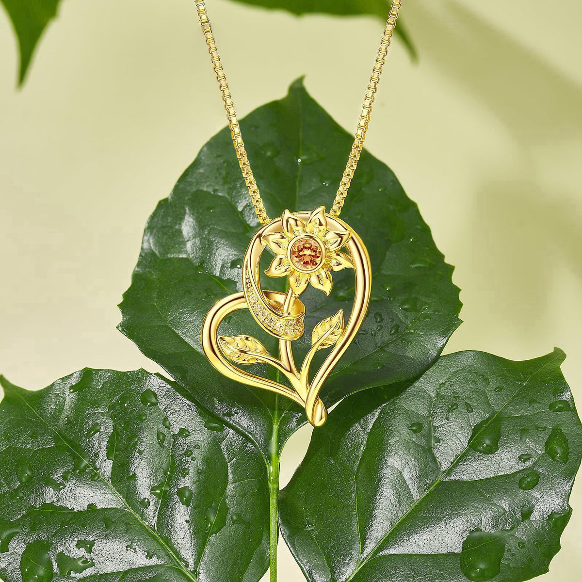 Hercaise Sunflower Heart Necklace for Women, Gold-Toned Alloy Pendant, Cute Flower Jewelry Gift for Mom or Wife on Birth