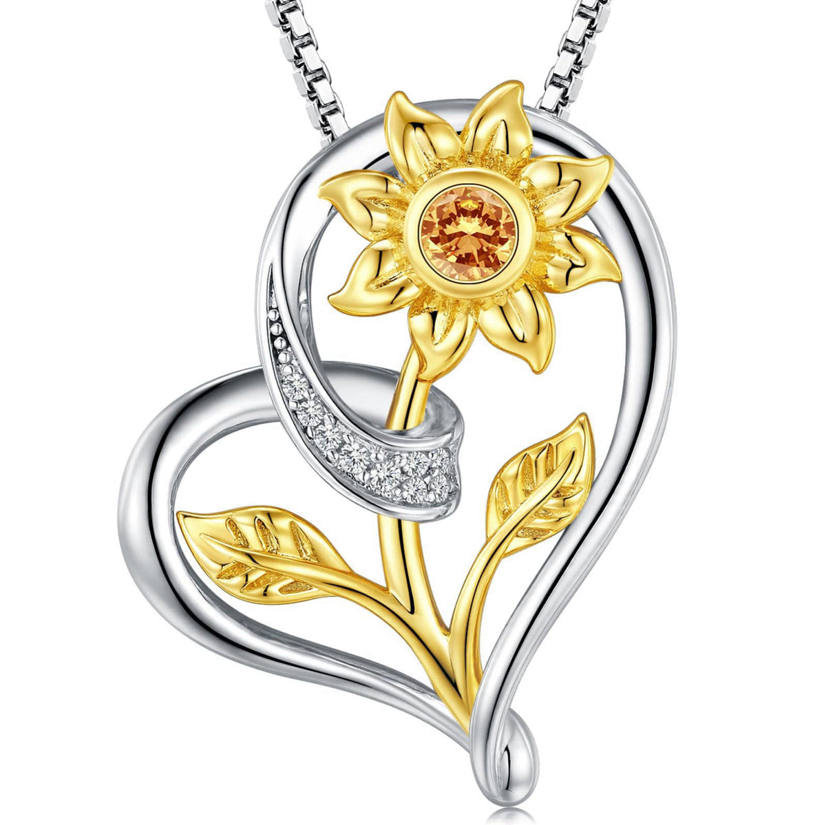 Hercaise Sunflower Heart Necklace for Women, Gold-Toned Alloy Pendant, Cute Flower Jewelry Gift for Mom or Wife on Birth