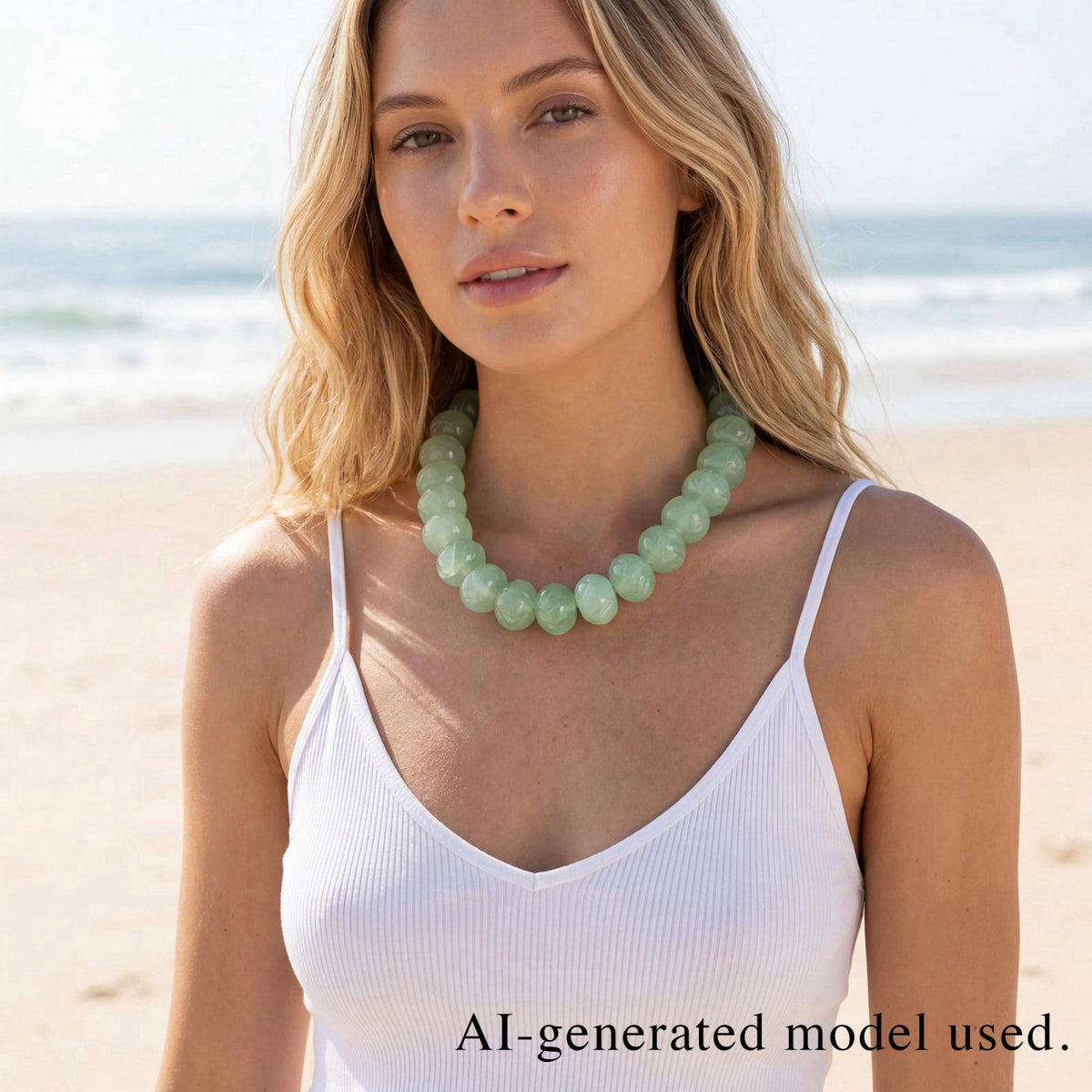 PanLuca Oversized Resin Beaded Chunky Necklace for Women – close-up detail