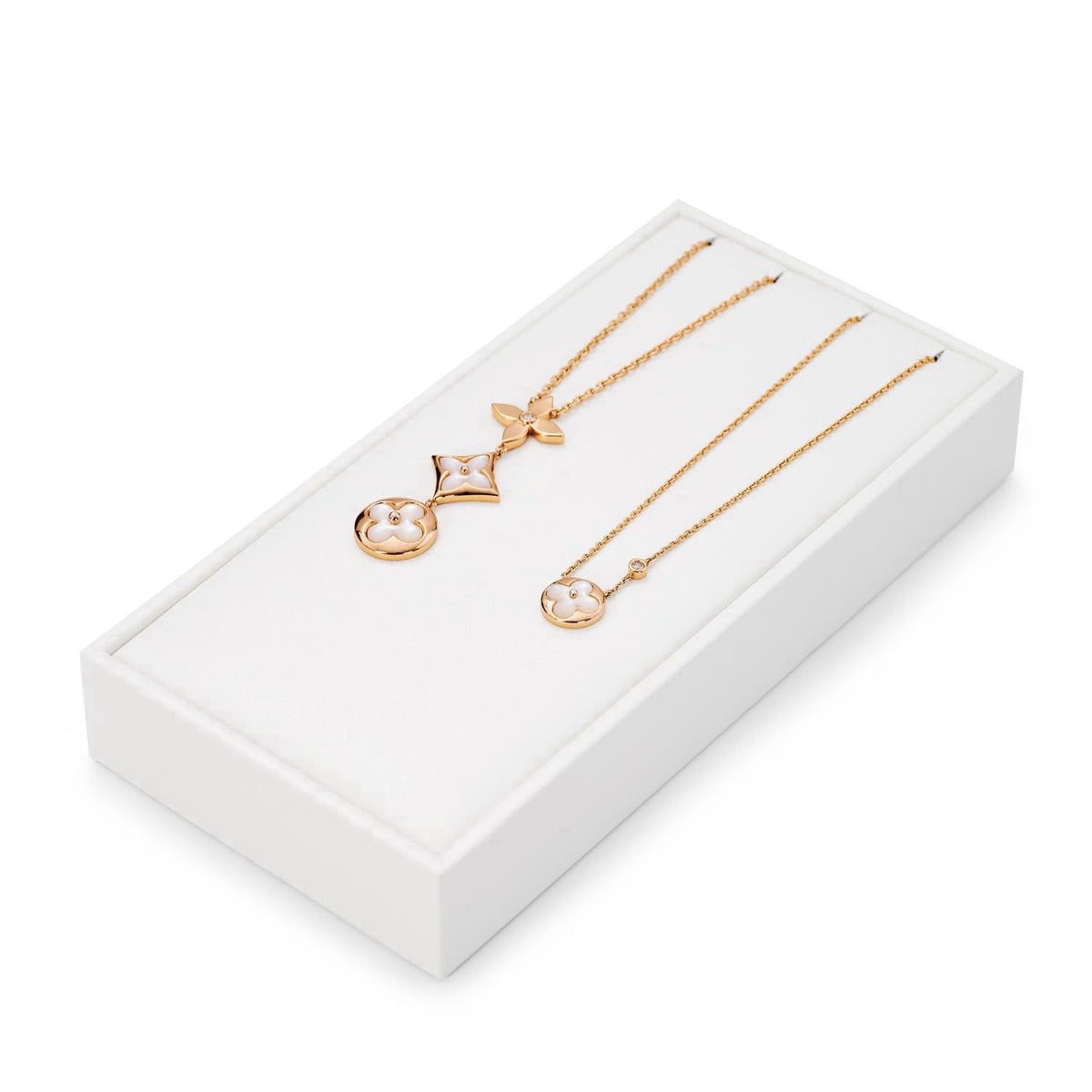 Papten White PU Leather 2 Slot Necklace Display Stand