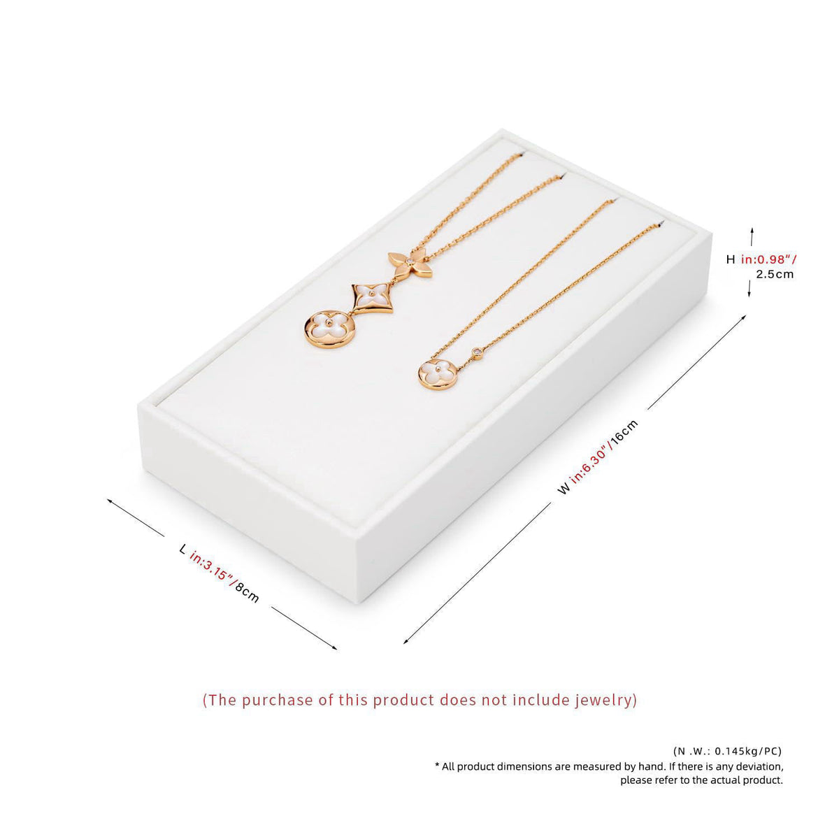 Papten White PU Leather 2 Slot Necklace Display Stand – packaging and label