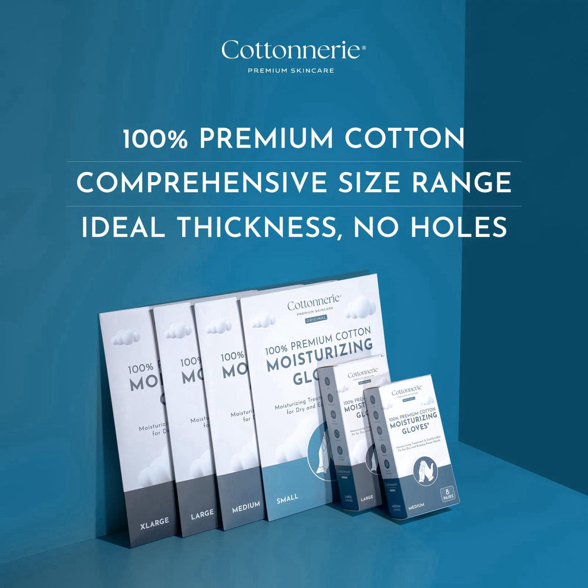 8 Pairs Cottonnerie Original Cotton Gloves for Dry Hands Sleeping, Moisturizing Gloves Overnight, Hand Moisturizer Glove