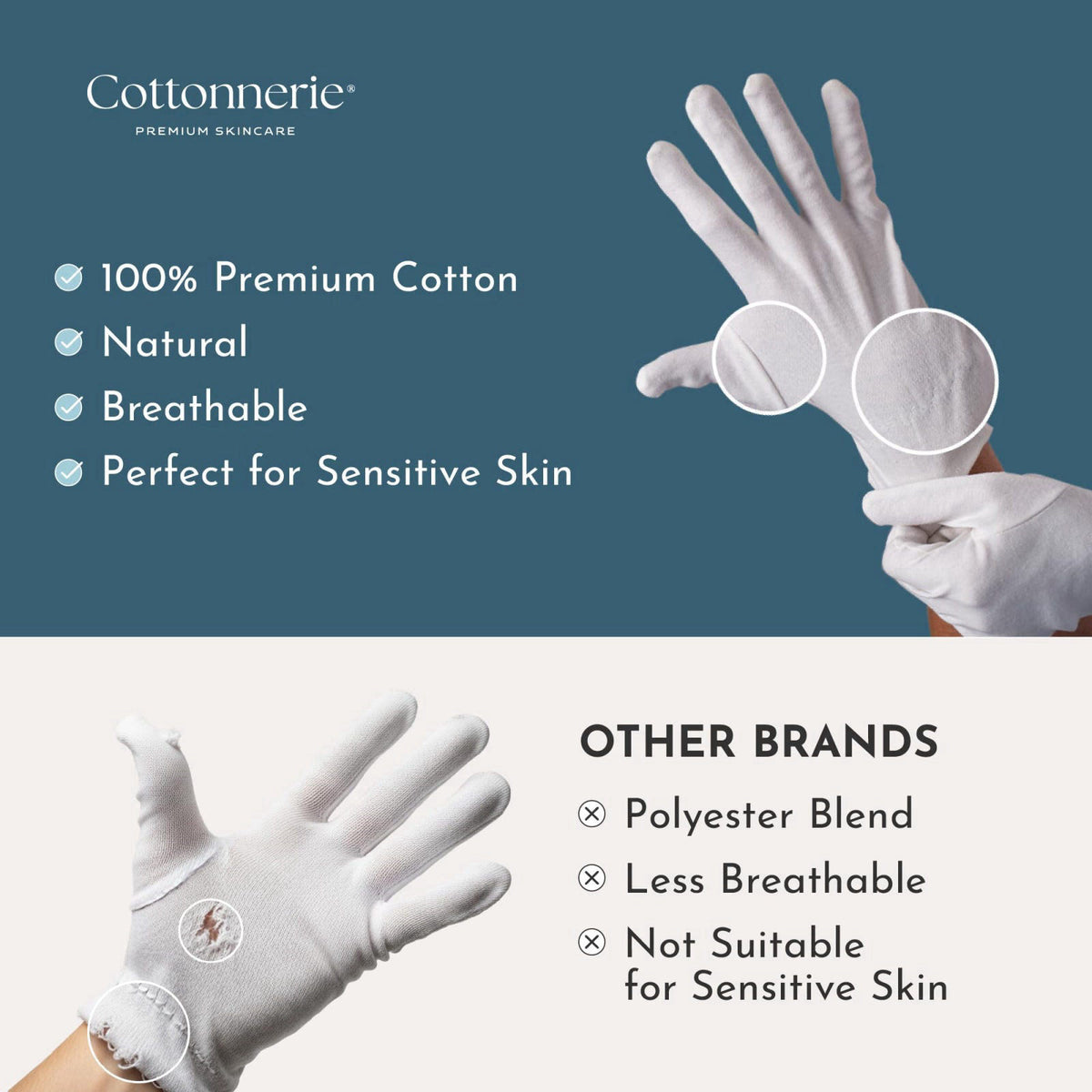 8 Pairs Cottonnerie Original Cotton Gloves for Dry Hands Sleeping, Moisturizing Gloves Overnight, Hand Moisturizer Glove