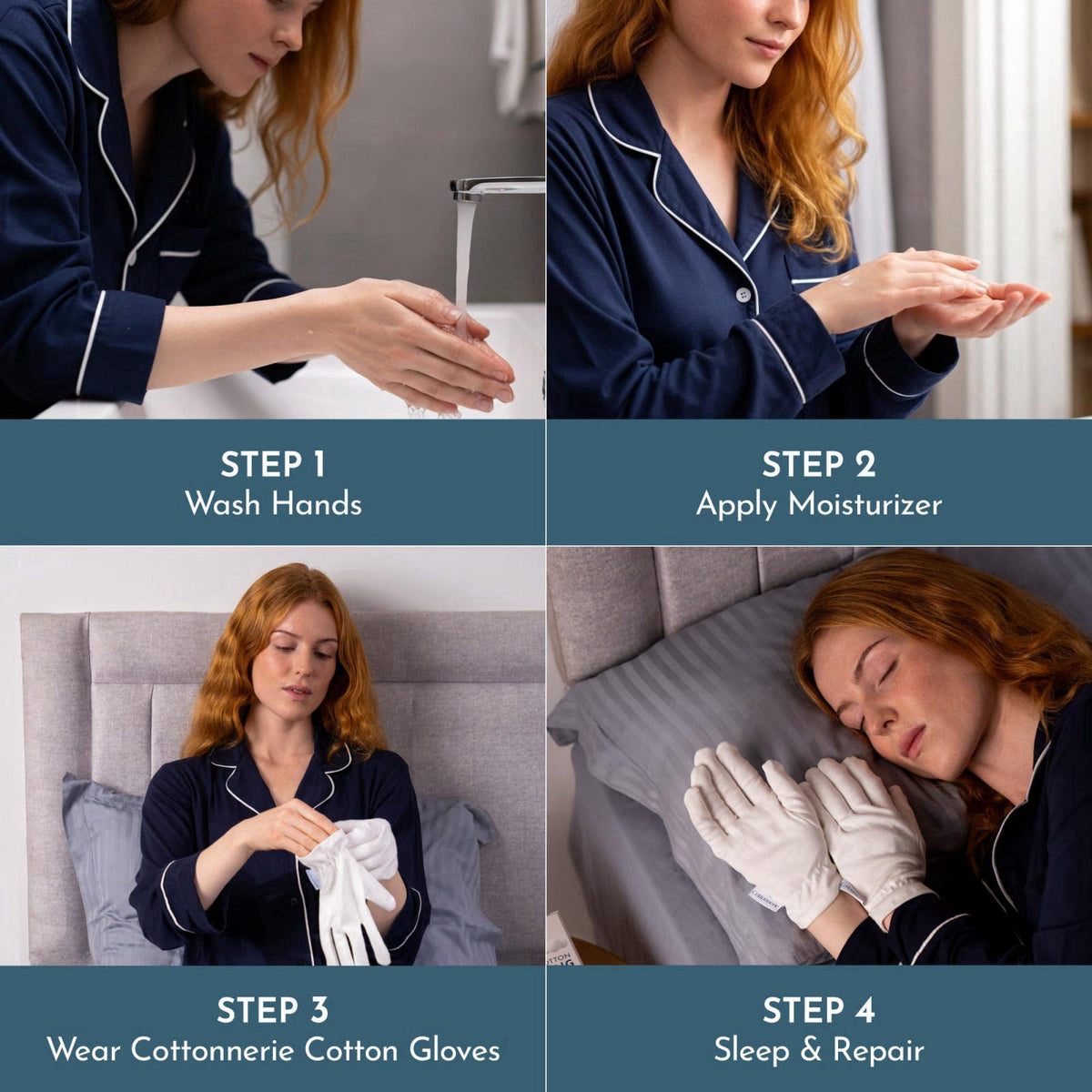 8 Pairs Cottonnerie Original Cotton Gloves for Dry Hands Sleeping, Moisturizing Gloves Overnight, Hand Moisturizer Glove
