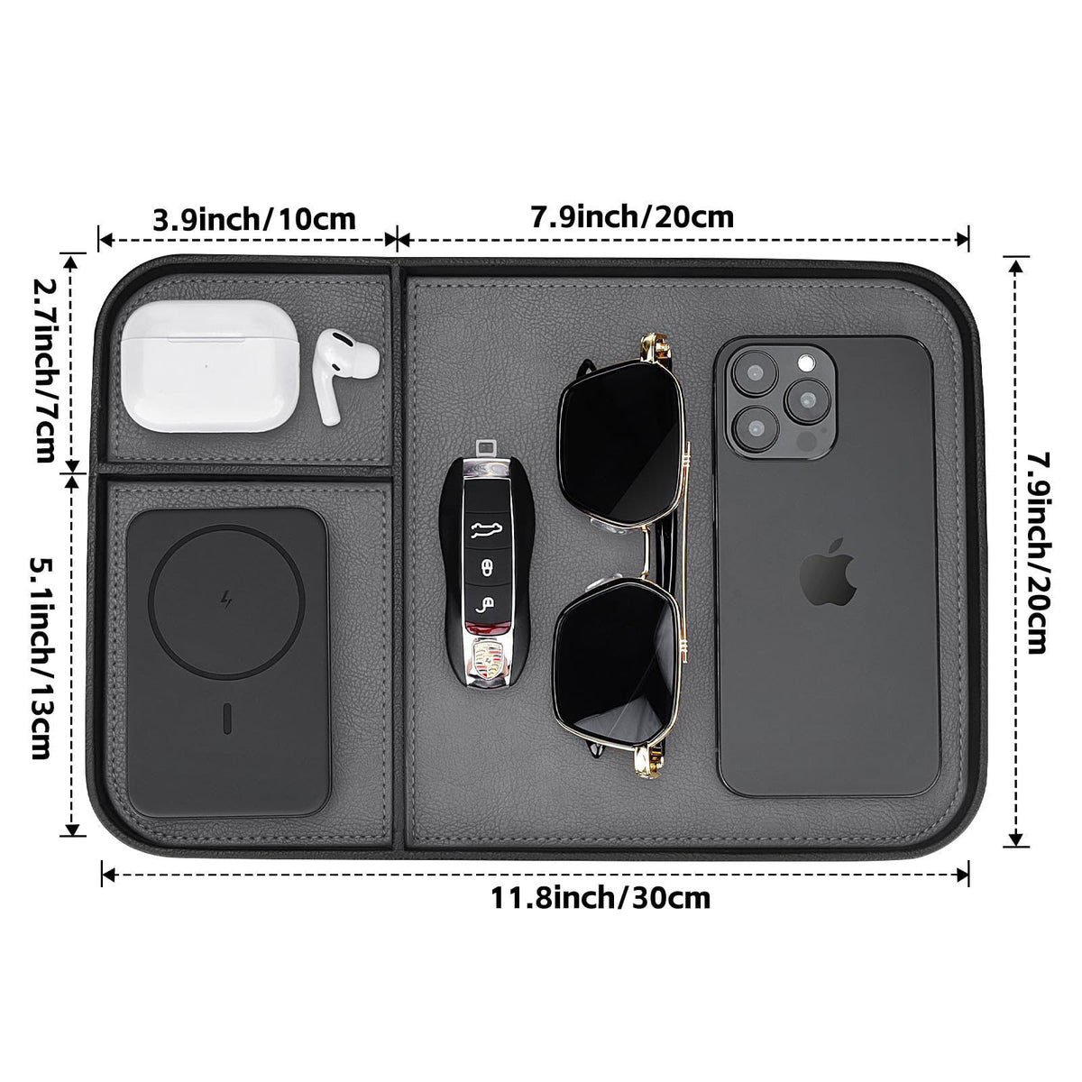 SENEN Leather Tray, Stylish and Organized Multifunctional Tray, for Table Entryway, Premium PU Leather, Catchall Tray fo