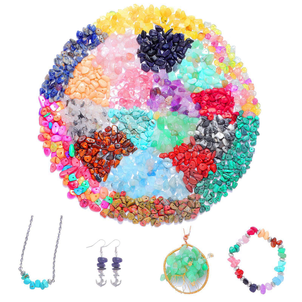 Xmada Jewelry Making Supplies Kit - 1587 PCS Beads, Crystal Beads, Jewelry Pliers, Beading Wire, Earring Hooks, Rings, B