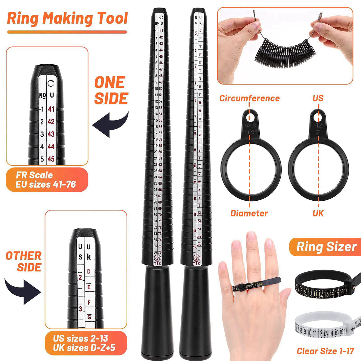 Audab Jewelry Wire Wrapping Jewelry Making Supplies Kit, Ring Sizer Measuring Tools Kit with Tools, Ring Craft Wires, Je